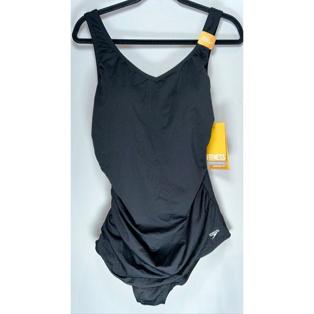 Speedo fitness black one piece bathing suit size 20